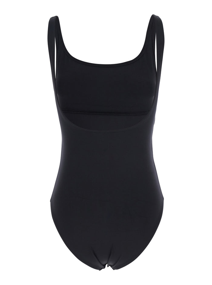 Asia Black One-Piece Swimsuit With Back Neckline Tech Fabric Woman Polyamide Spandex Beachwear