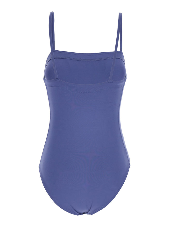 Aquarelle Blue Swimsuit With Square Neck And Spaghetti Straps Tech Fabric Stretch Woman Blu Polyamide Spandex Beachwear