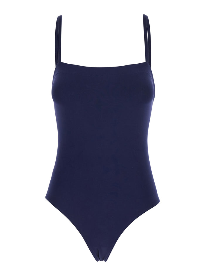Acquarelle Blue One-Piece Swimsuit With Back Neckline Tech Fabric Woman Blu Polyamide Spandex Beachwear