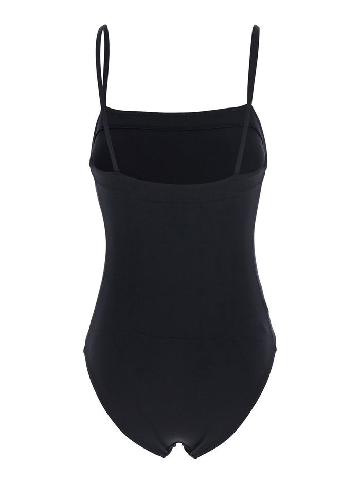 Acquarelle Black One-Piece Swimsuit With Back Neckline Tech Fabric Woman Polyamide Spandex Beachwear