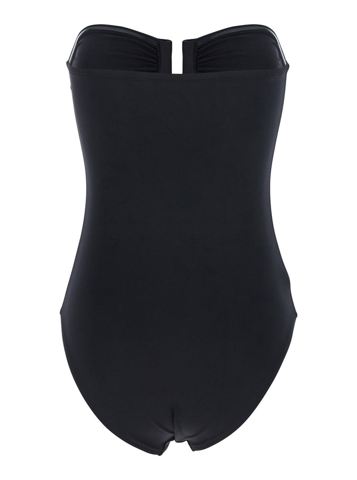 Cassiopee Black One-Piece Swimsuit With Back Neckline Tech Fabric Woman Polyamide Spandex Beachwear