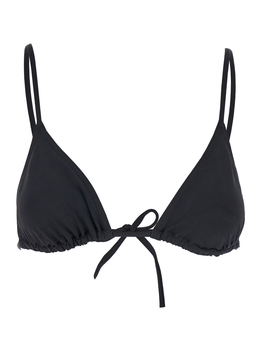 Mouna Black Bikini Top With Triangular Cup And Rear Tie Closure Tech Fabric Stretch Woman Polyamide Spandex Beachwear