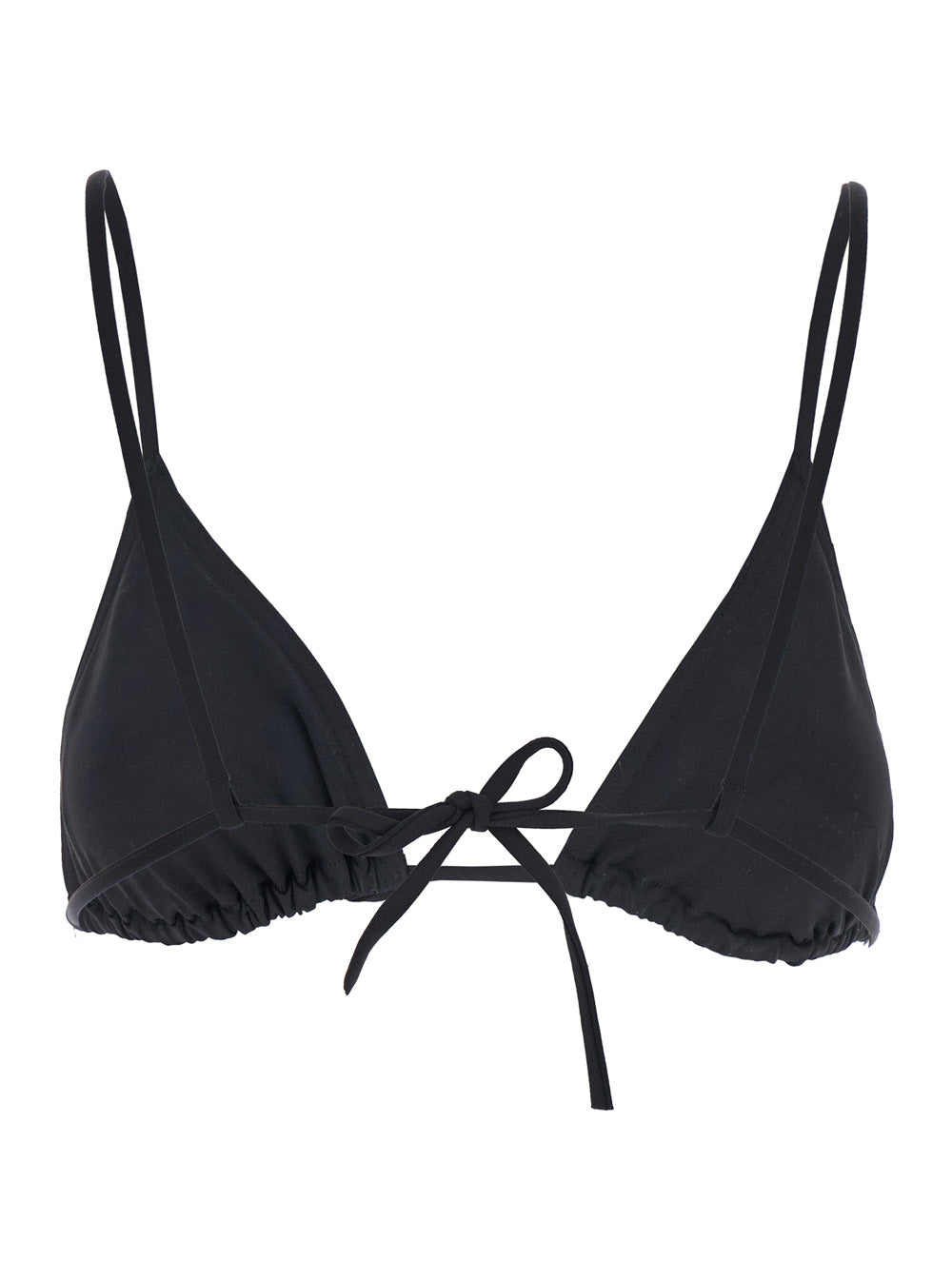 Mouna Black Bikini Top With Triangular Cup And Rear Tie Closure Tech Fabric Stretch Woman Polyamide Spandex Beachwear