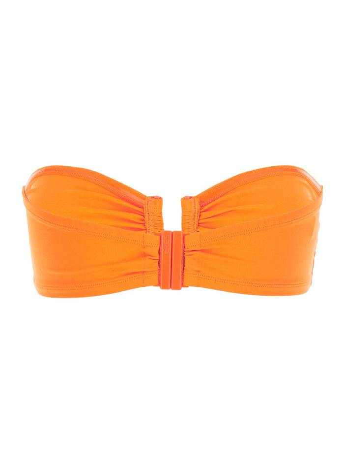 Show Orange Bandeau Bikini Top With Ruched Detail Tech Fabric Stretch Woman Polyamide Spandex Beachwear