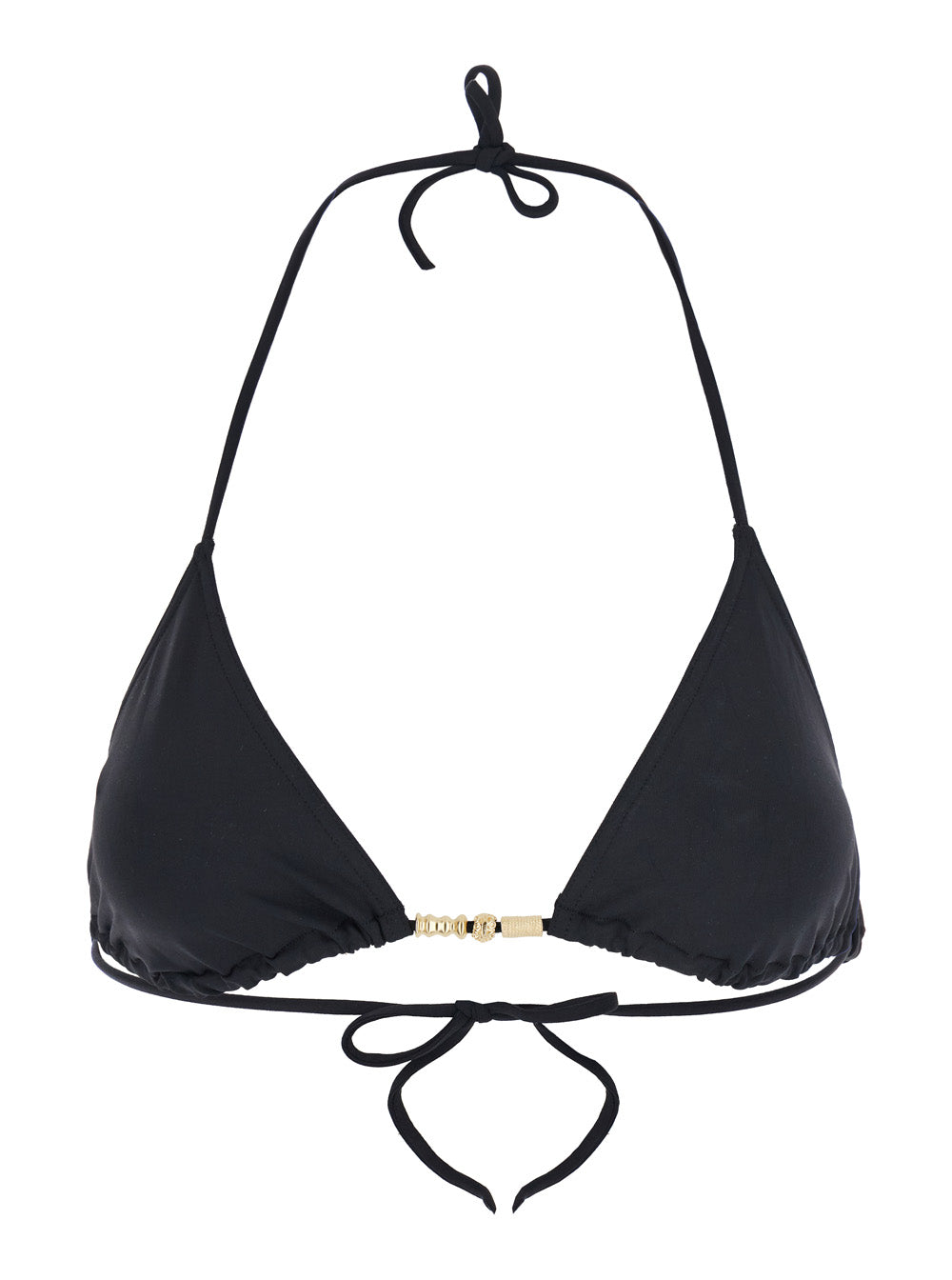 Ephemere Black Bikini Top With Beaded Embellishmentsand Triangular Cup Tech Fabric Stretch Woman Polyamide Elastane Beachwear