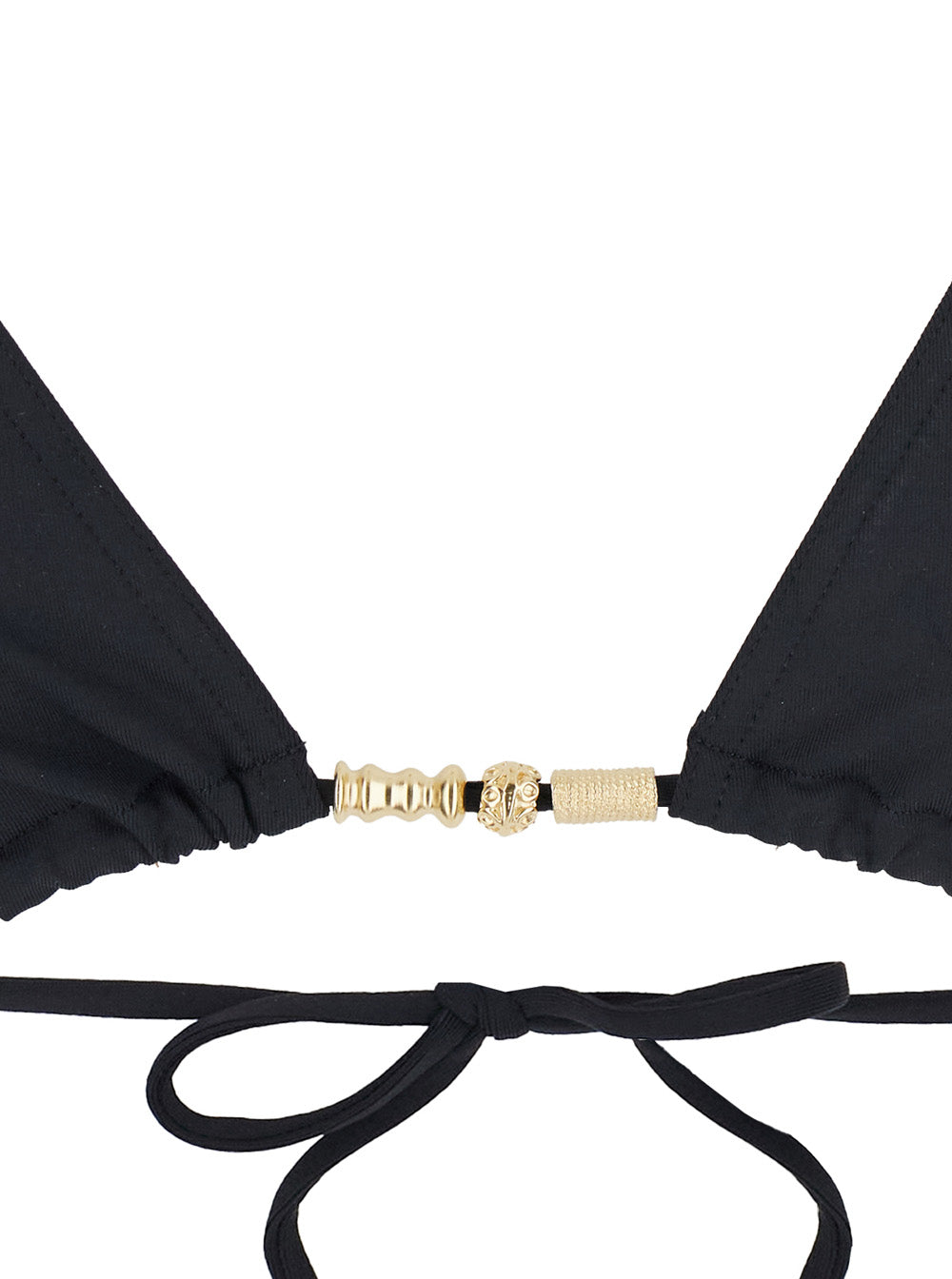 Ephemere Black Bikini Top With Beaded Embellishmentsand Triangular Cup Tech Fabric Stretch Woman Polyamide Elastane Beachwear