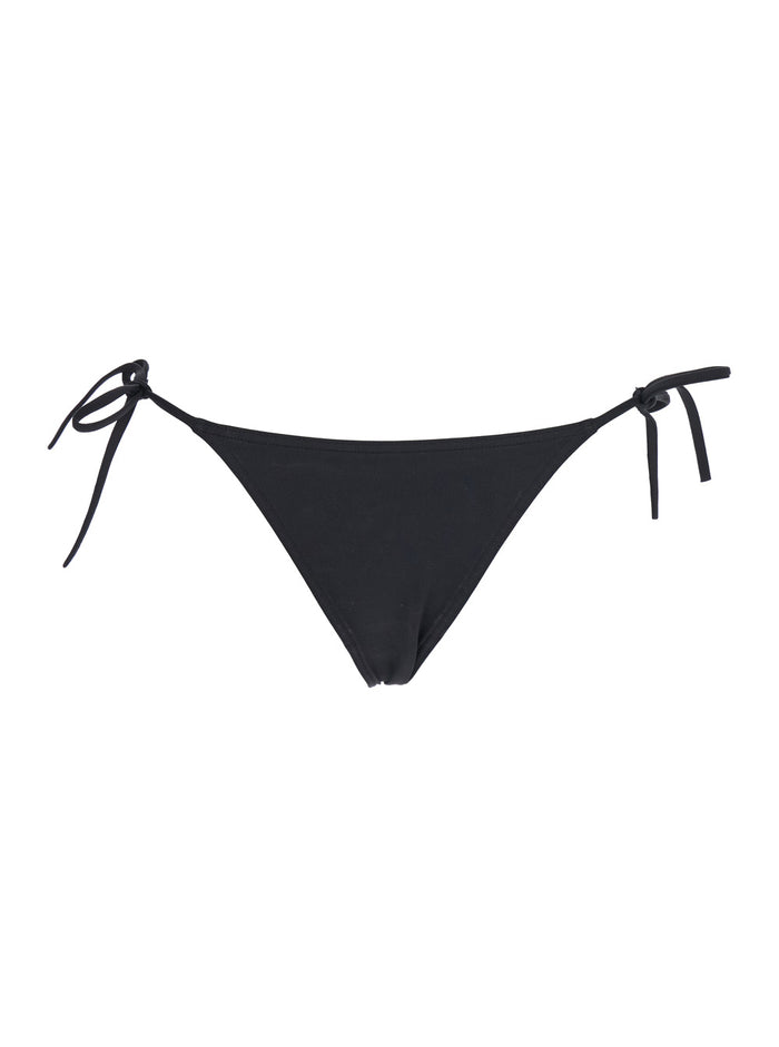 Malou Black Bikini Bottoms With Side Tie Closure Tech Fabric Stretch Woman Polyamide Spandex Underwear