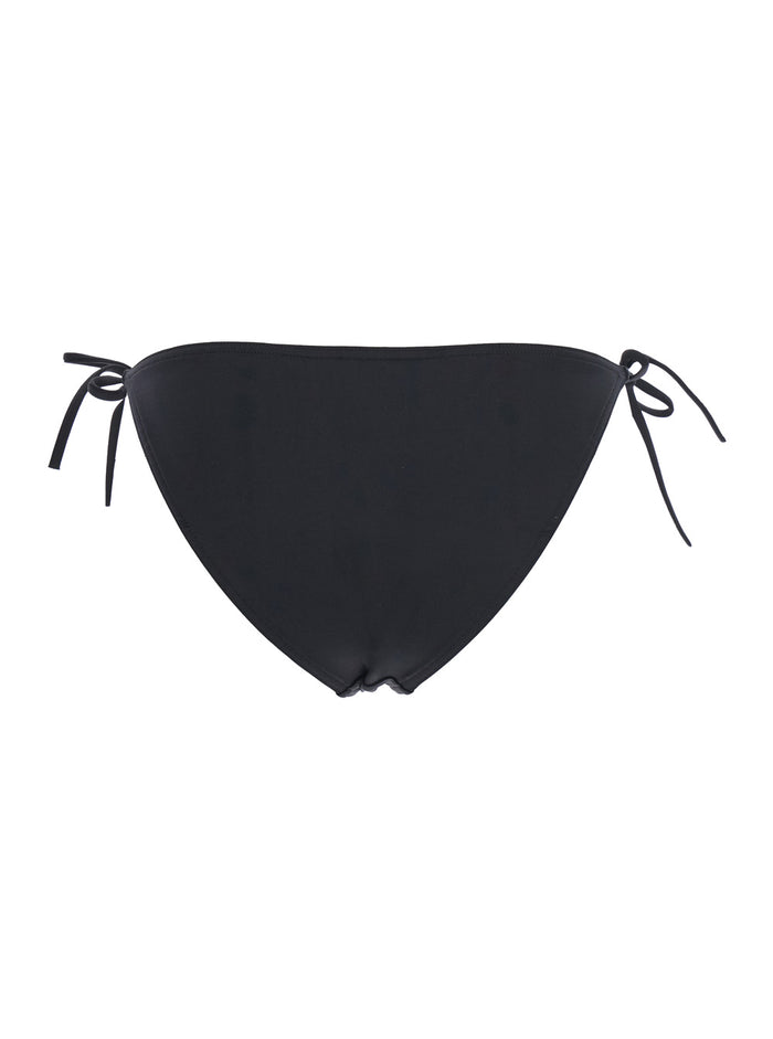 Malou Black Bikini Bottoms With Side Tie Closure Tech Fabric Stretch Woman Polyamide Spandex Underwear