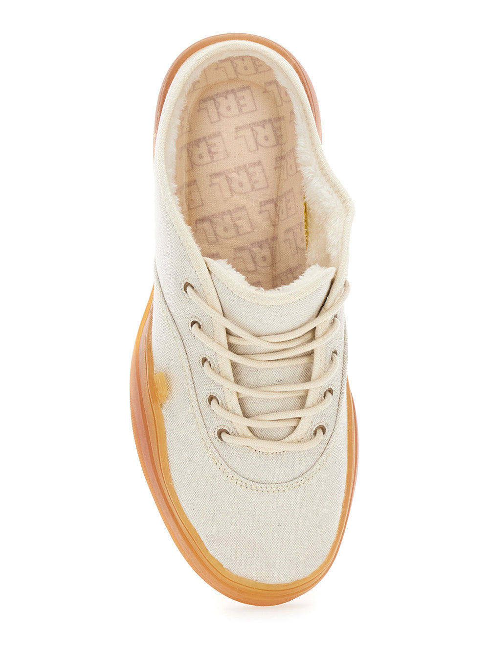 Low Skate Mule White Top Sneakers with Contrasting Sole in Cotton Man