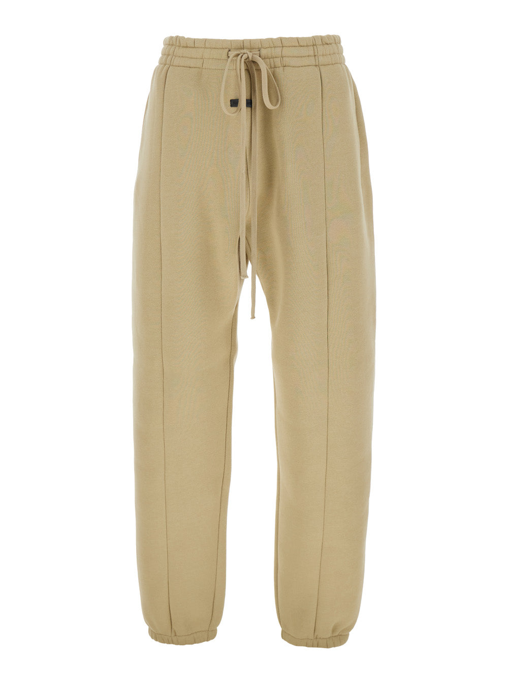 Forum Beige Pants with Elastic Drswstring Waist and Logo Patch on the Front in Cotton Blend Man Polyester Trousers