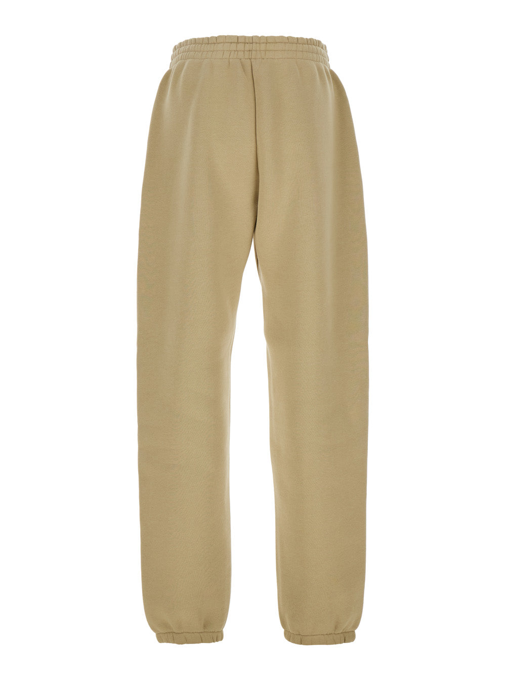 Forum Beige Pants with Elastic Drswstring Waist and Logo Patch on the Front in Cotton Blend Man Polyester Trousers
