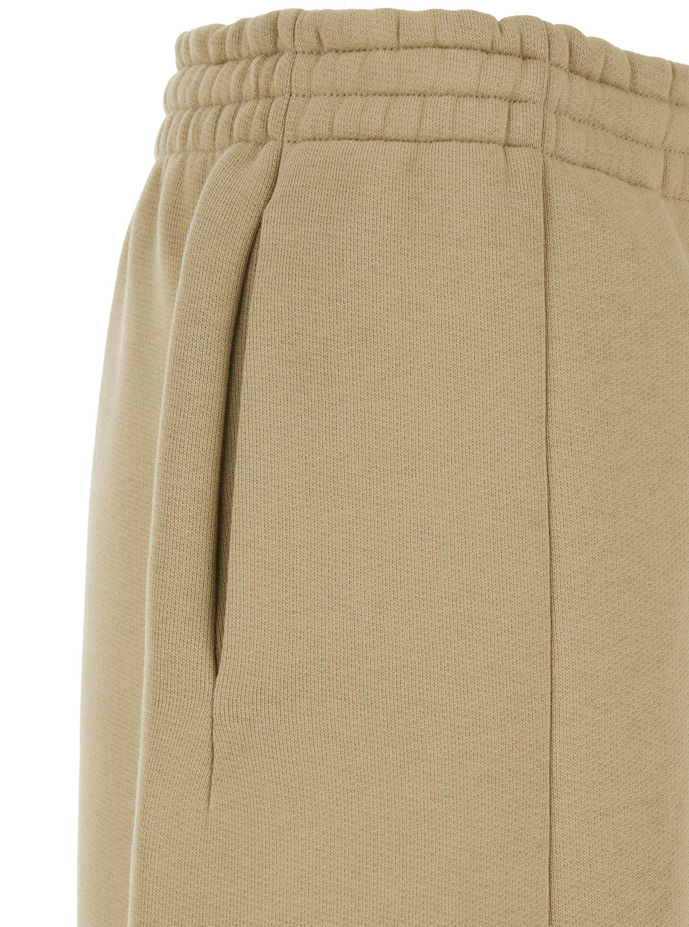 Forum Beige Pants with Elastic Drswstring Waist and Logo Patch on the Front in Cotton Blend Man Polyester Trousers