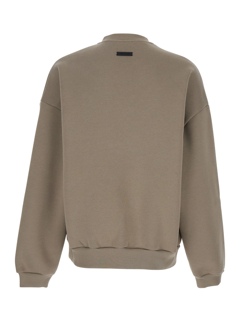 Eternal Beige Crewneck T-Shirt with Dropped Shoulders and Tonal Embroidery on the Front in Cotton Blend Man Polyester Sweatshirts
