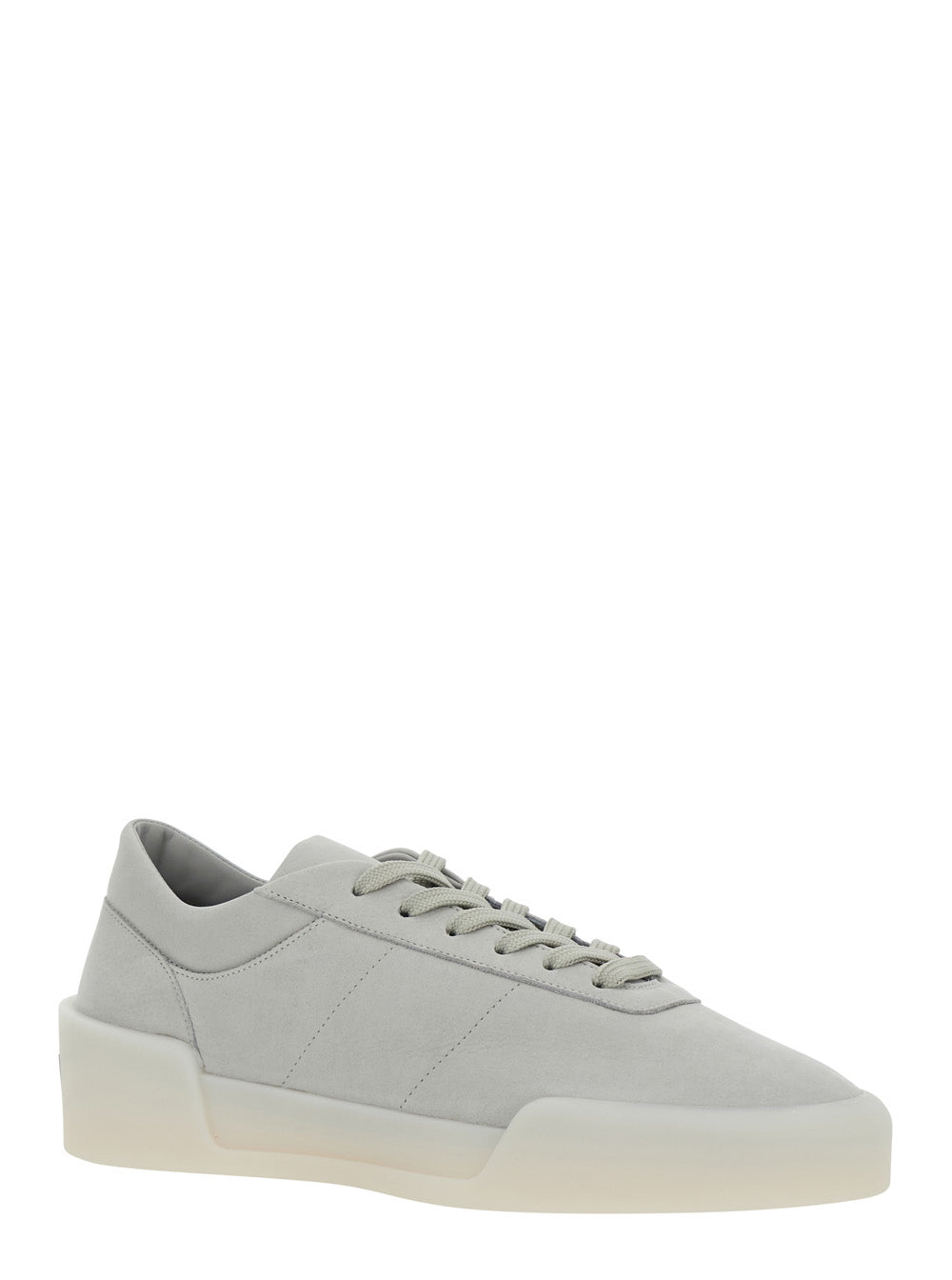 Aerobic Low Grey Top Sneakers with Logo Patch on the Rear in Leather Man Calf