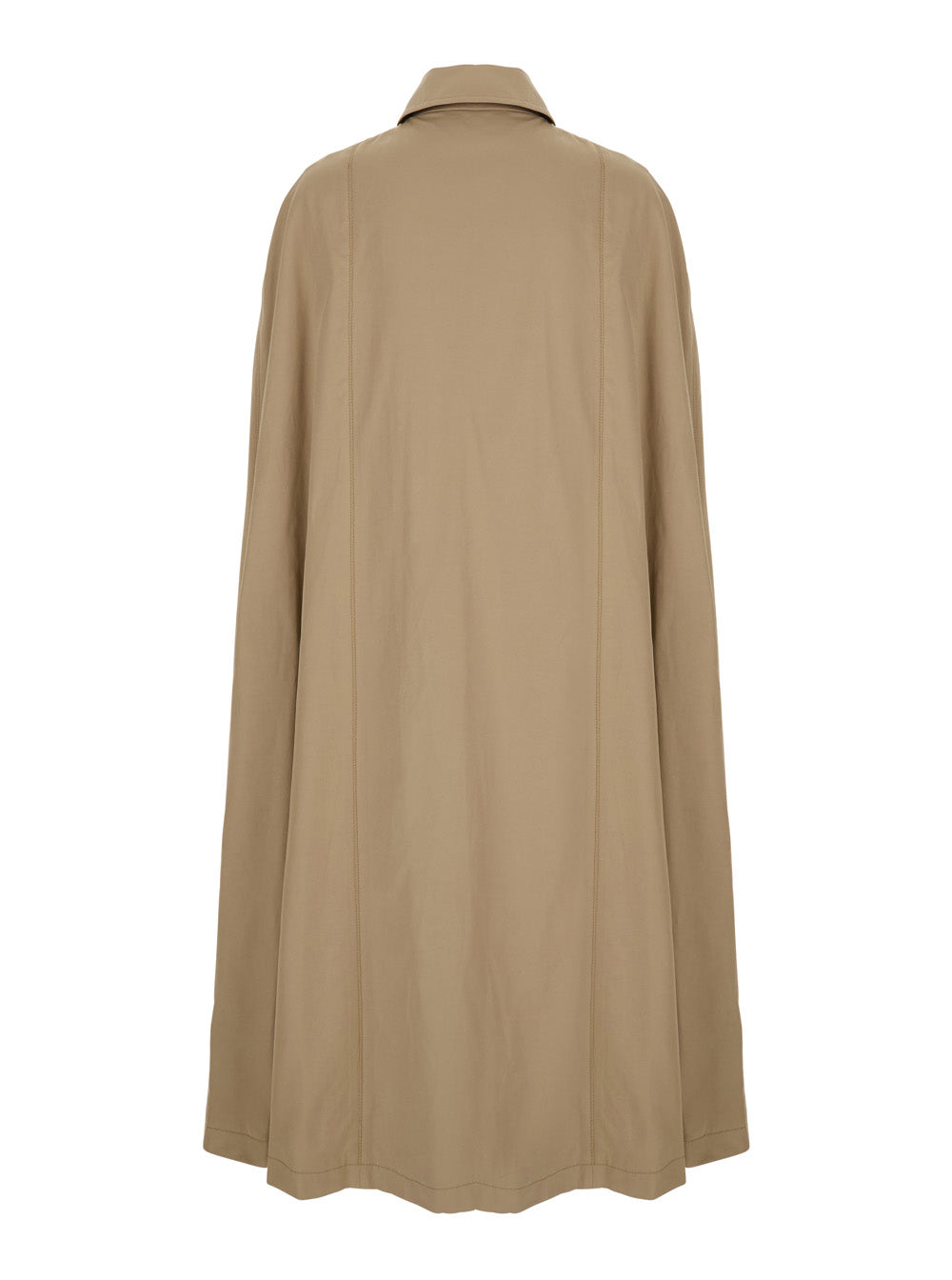Beige Cape With Collar And Hidden Closure Fabric Woman Cotton Polyester Polyamid