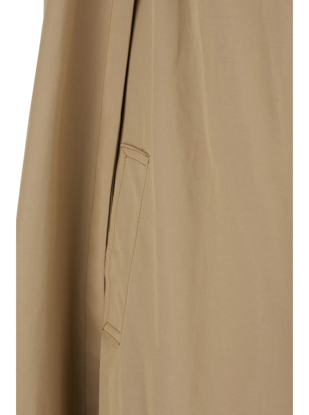 Beige Cape With Collar And Hidden Closure Fabric Woman Cotton Polyester Polyamid