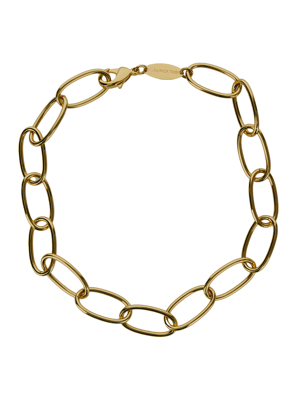 Chain Necklace Golden Brass Woman Metallic Necklaces