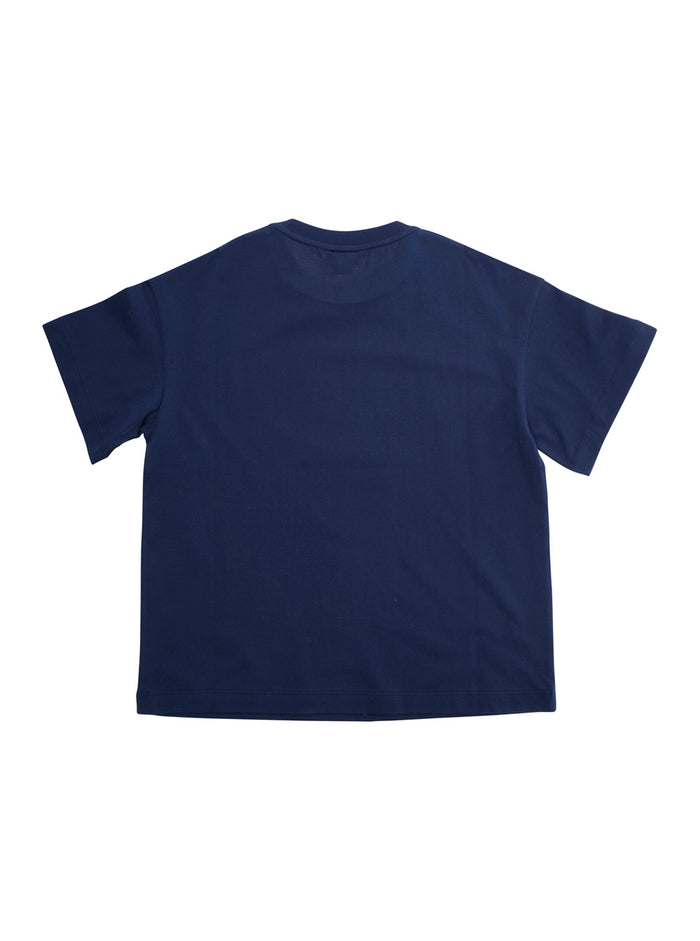 Blue T-Shirt With Round Neck And Maxi Logo Print On The Front Cotton Boy Blu Tshirts Polo Shirts