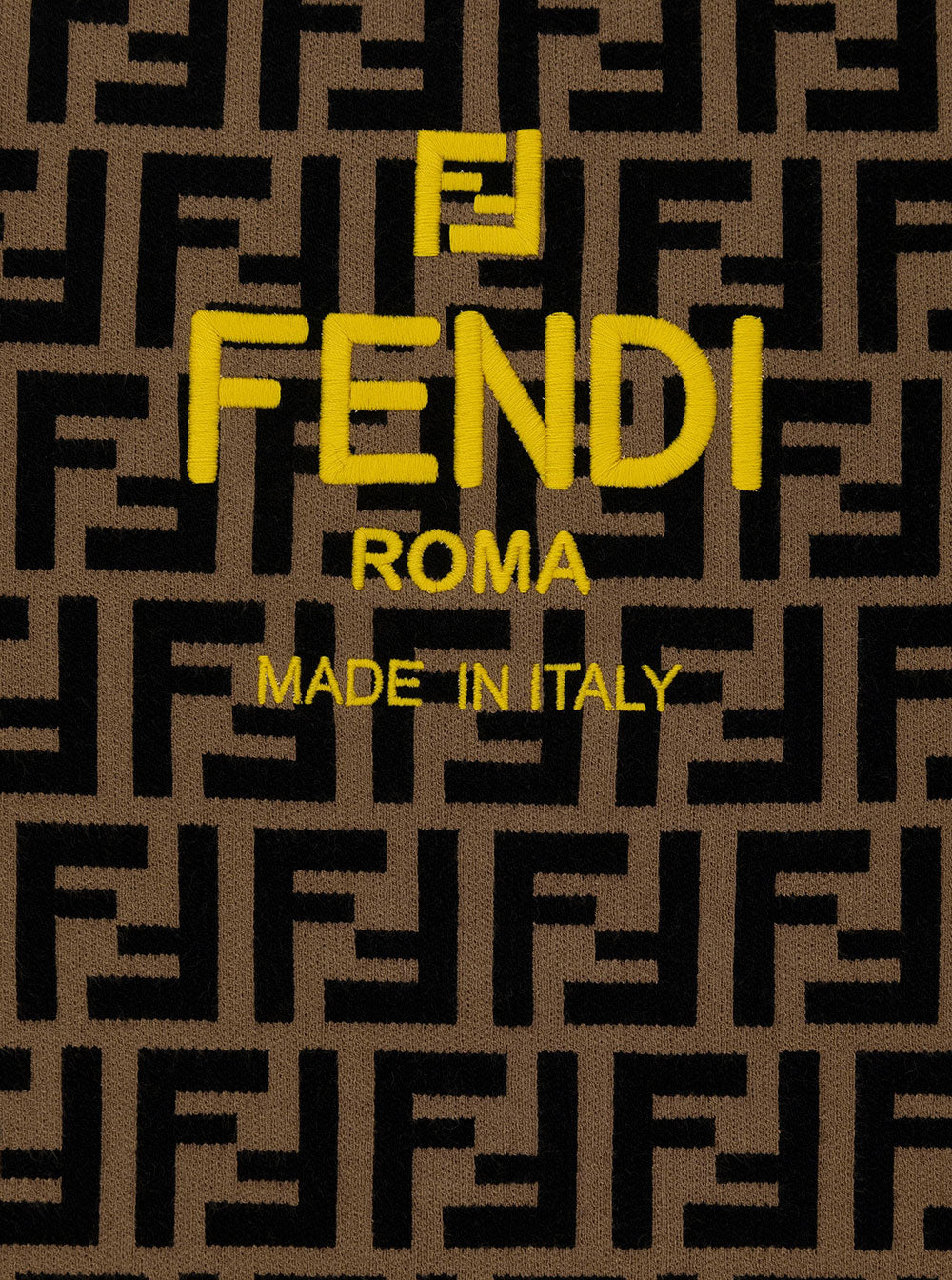 Beige and Tobacco Sweater with FF Motif Logo Detail in Viscose Blend Boy Brown Polyester Jersey