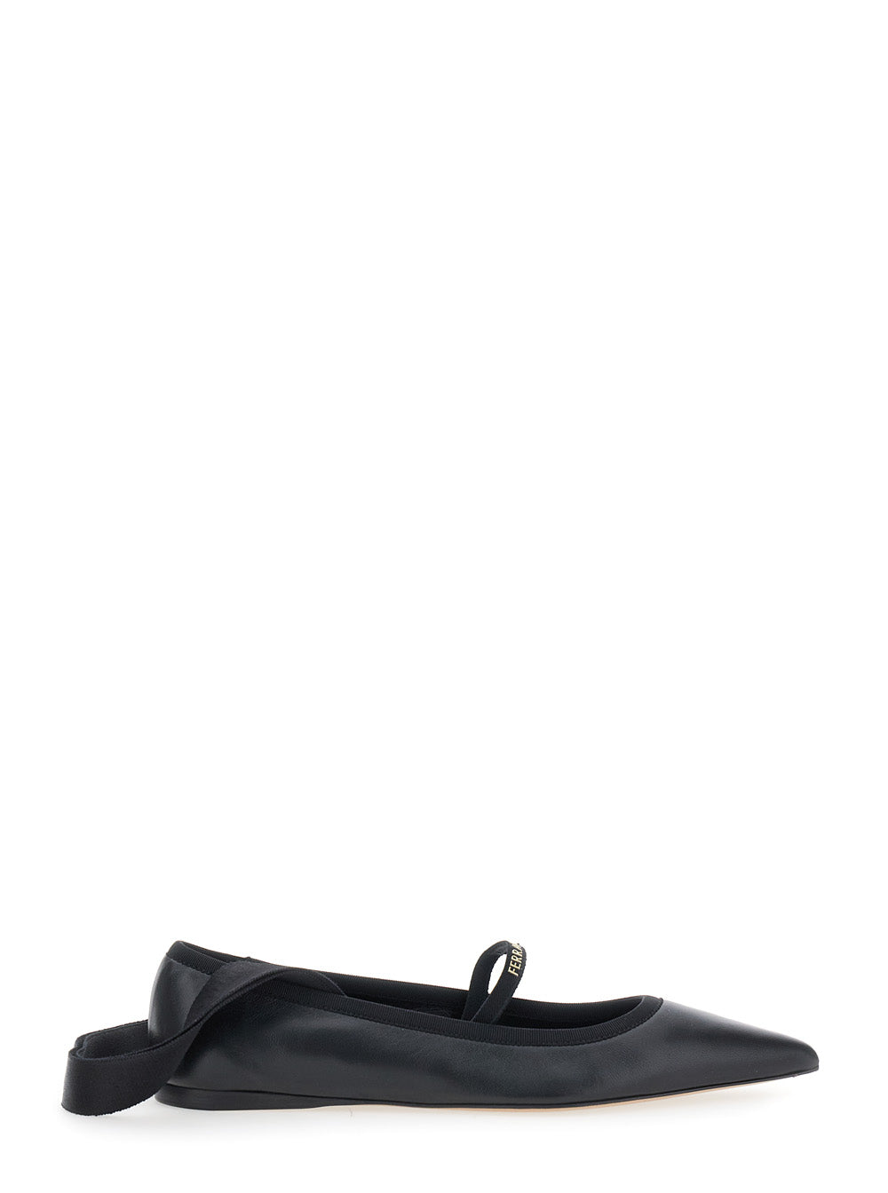 Carice Black Ballet Shoes with Ribbon Detail and Logo Lettering on the Front in Leather Woman Lamb Ballerinas