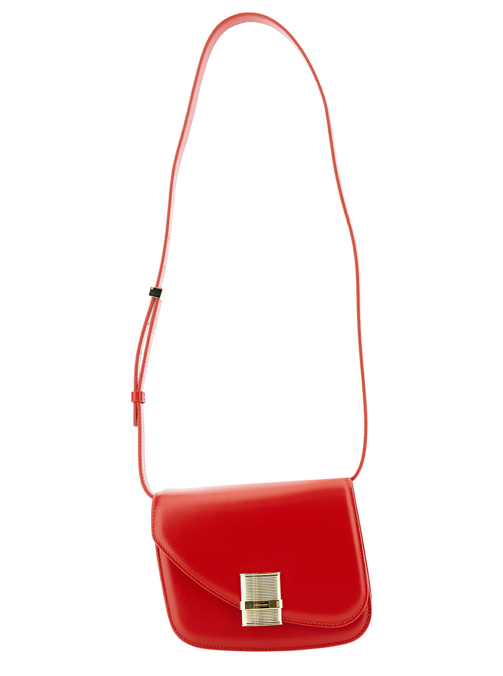 Oyster Red Asymmetric Crossbody Bag With Logo Detail Leather Woman Calf