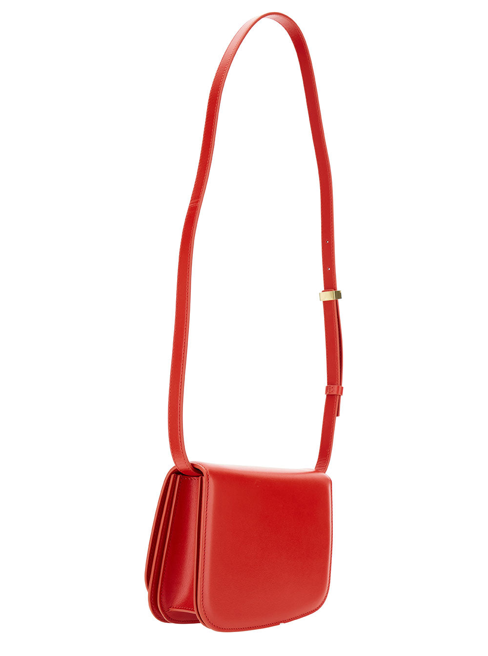 Oyster Red Asymmetric Crossbody Bag With Logo Detail Leather Woman Calf