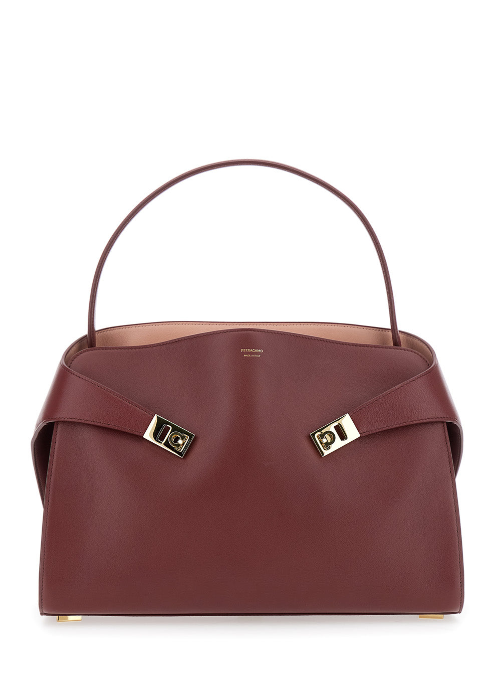 Hug Red Shoulder Bag With Logo Printed On Front Leather Woman Calf