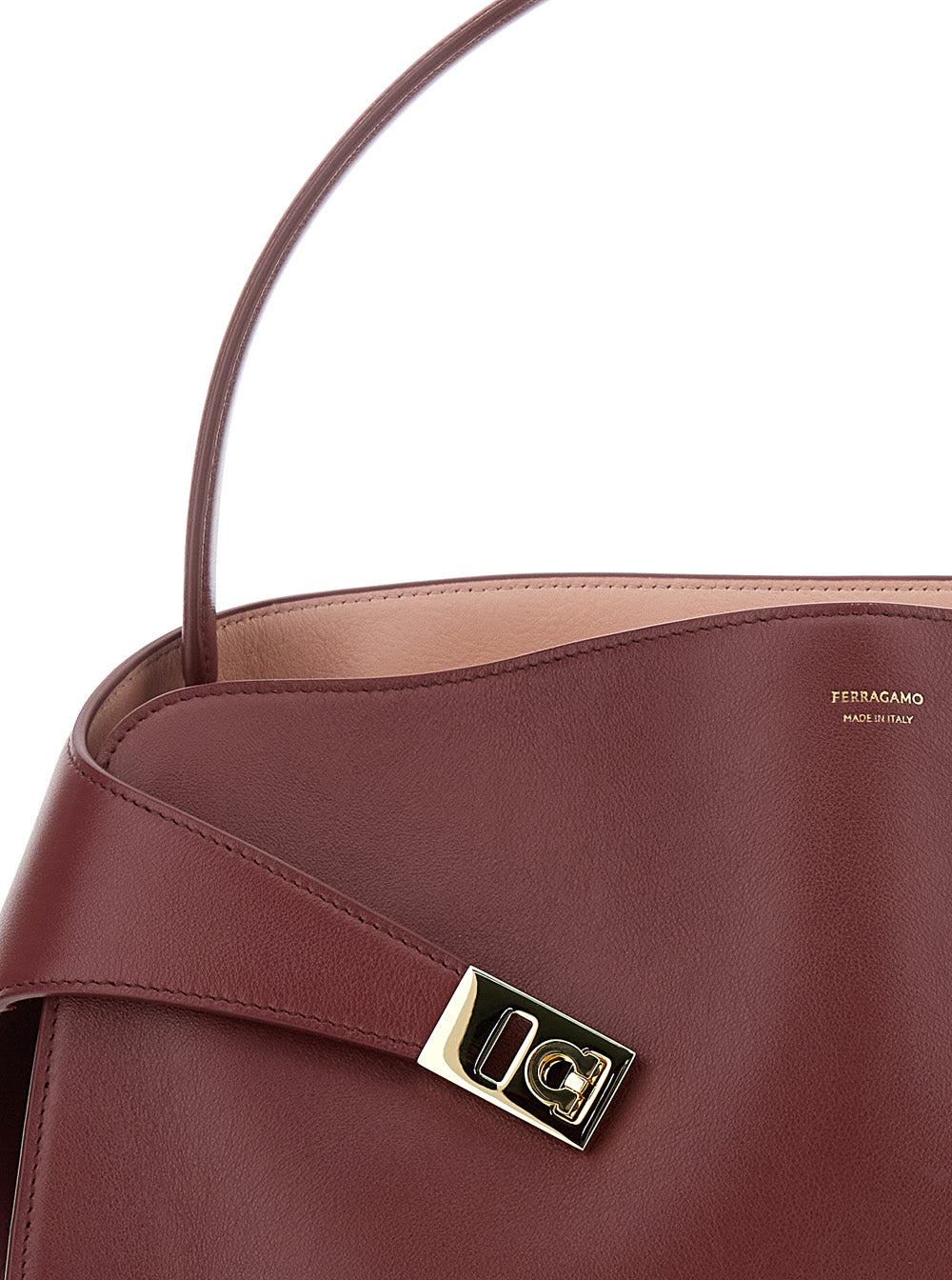 Hug Red Shoulder Bag With Logo Printed On Front Leather Woman Calf