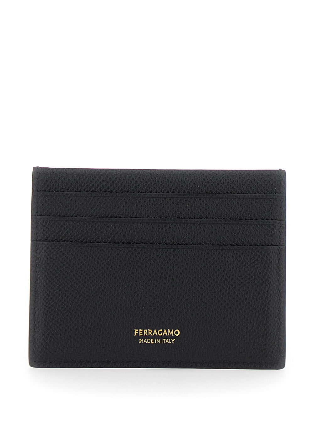Black Card Holder With Micro Gancini On The Front And Logo Lettering Rear Grained Leather Man Calf Products