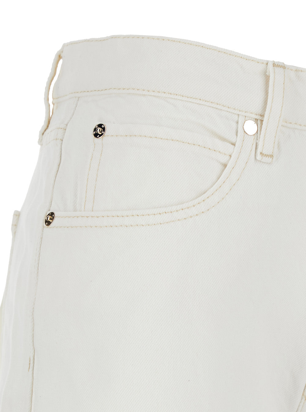 White Jeans With Low Waist And Belt Loops Denim Woman Cotton