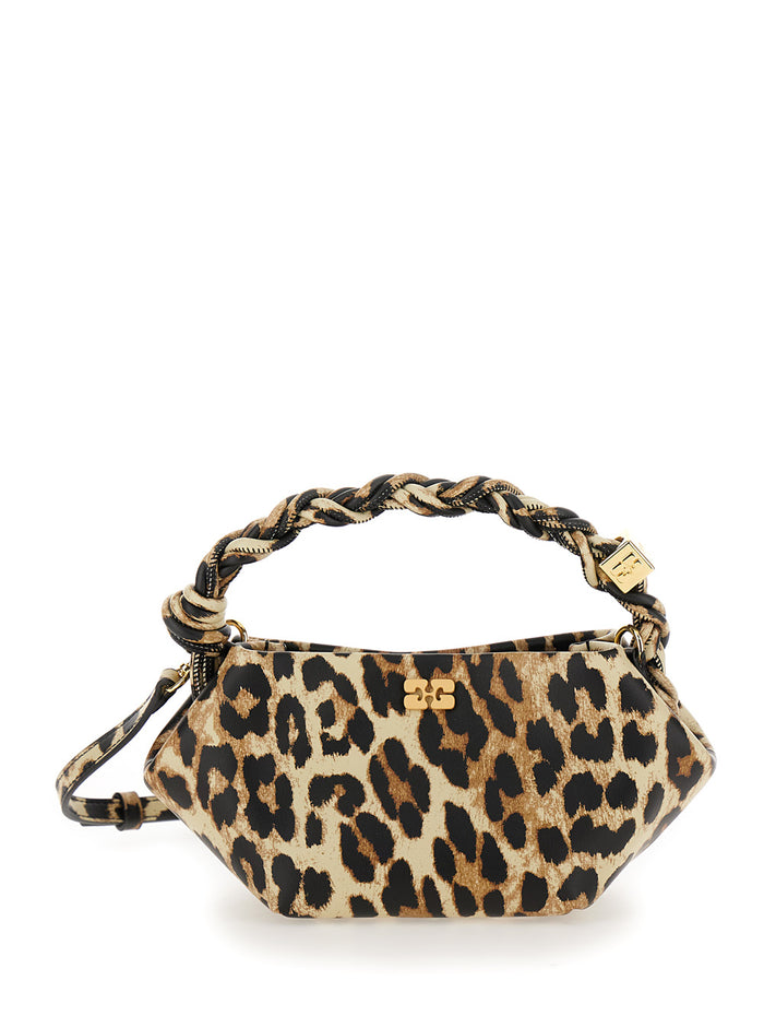Bou Multicolor Mini Handbag With Logo Plaque On The Front And All-Over Leopard Motif Leather Woman Recycled Pu Polyester Hand Bags
