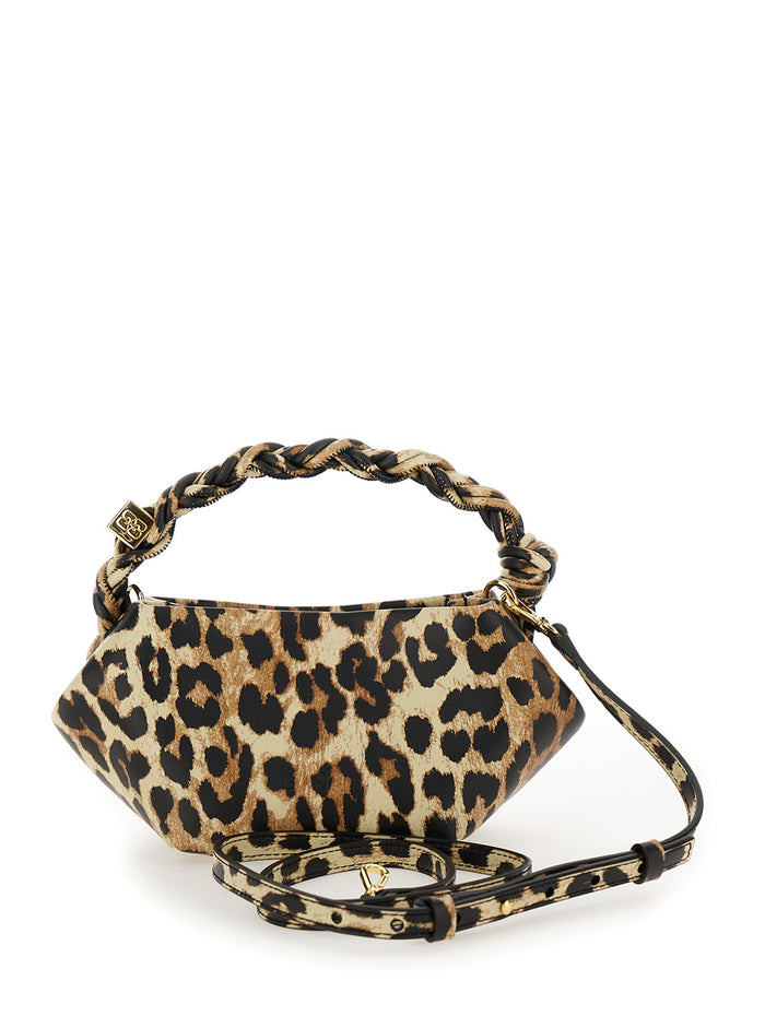 Bou Multicolor Mini Handbag With Logo Plaque On The Front And All-Over Leopard Motif Leather Woman Recycled Pu Polyester Hand Bags