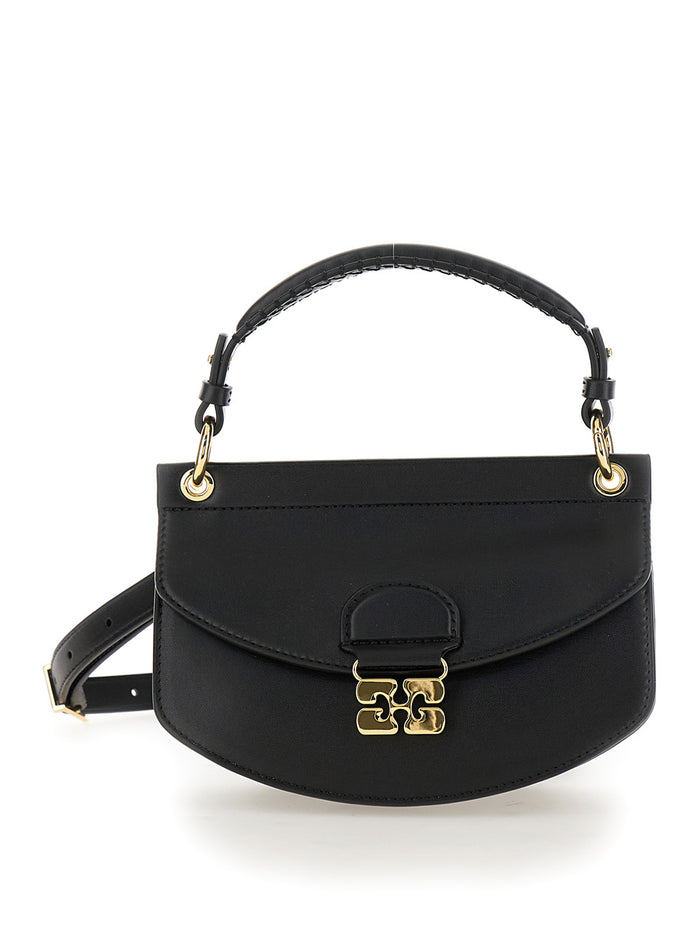 Apo-G Black Crossbody Bag With Logo Plaque On The Front And Adjustable Shoulder Strap Leather Woman Recycled Pu Polyester
