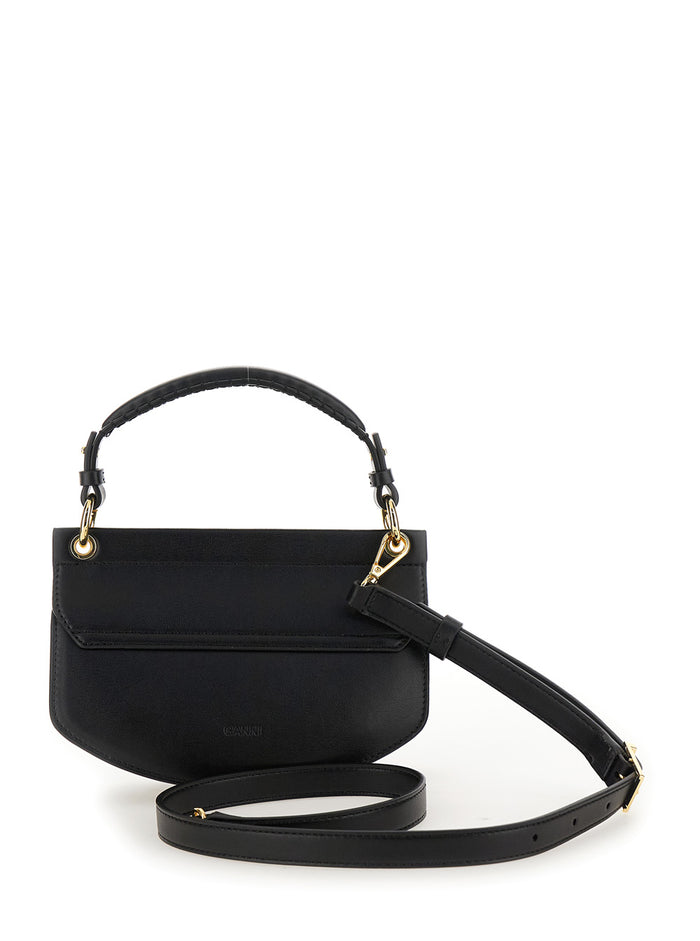 Apo-G Black Crossbody Bag With Logo Plaque On The Front And Adjustable Shoulder Strap Leather Woman Recycled Pu Polyester