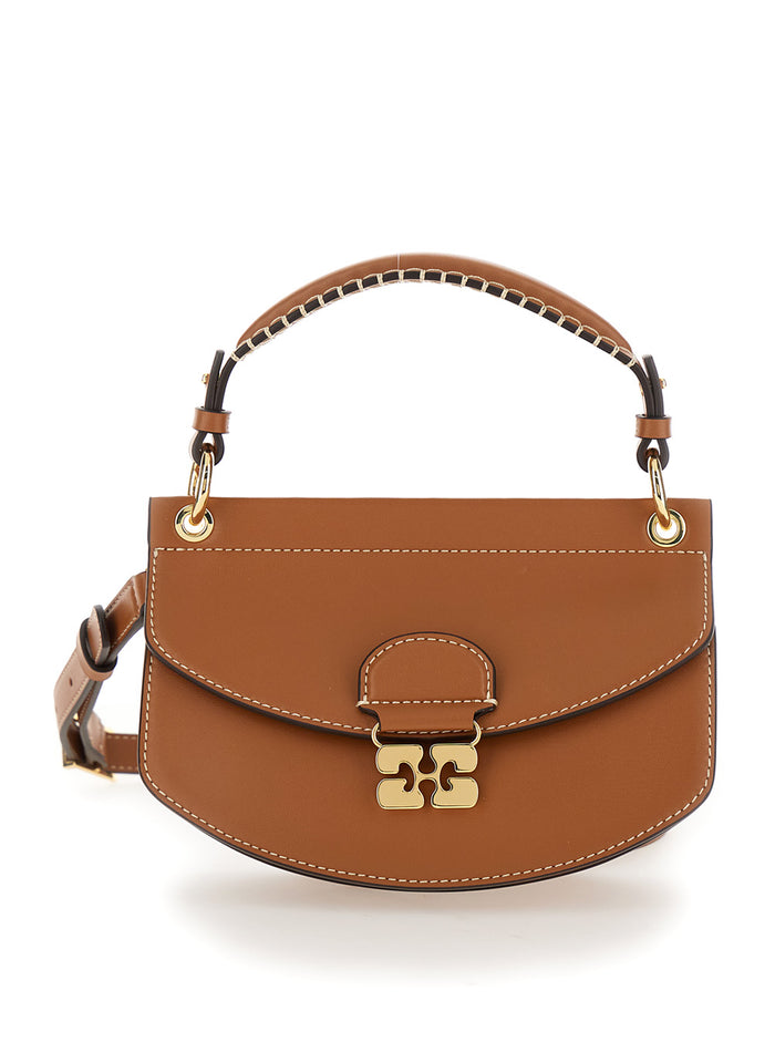 Apo-G Brown Crossbody Bag With Logo Plaque On The Front And Adjustable Shoulder Strap Leather Woman