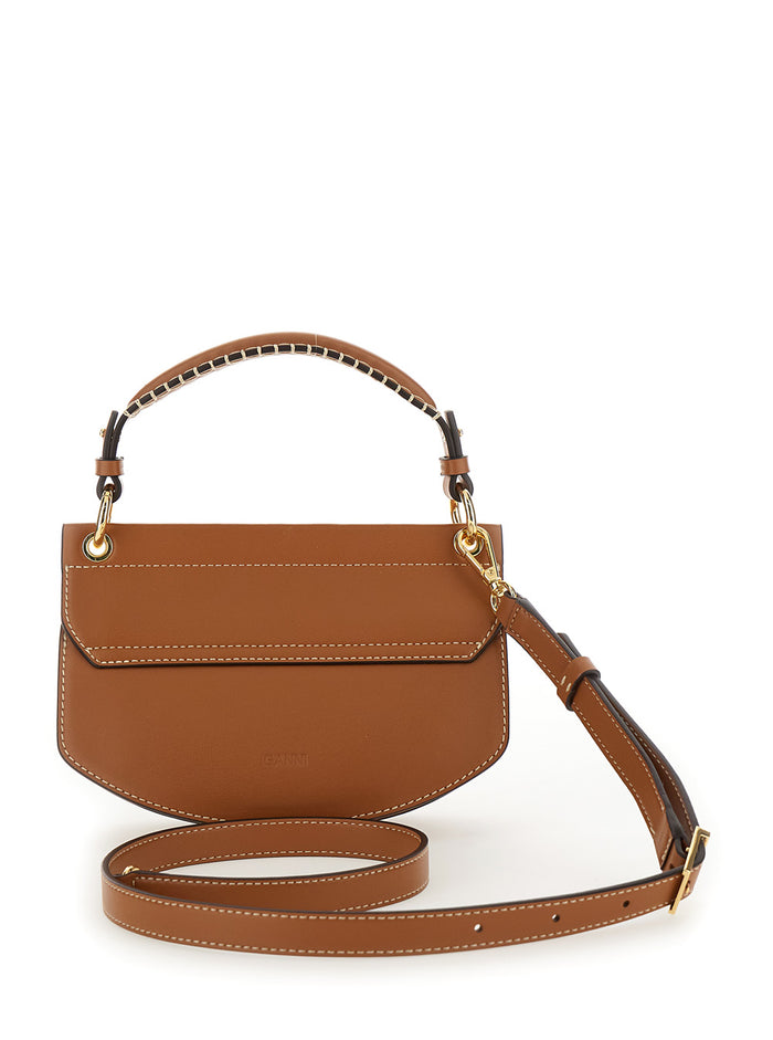 Apo-G Brown Crossbody Bag With Logo Plaque On The Front And Adjustable Shoulder Strap Leather Woman