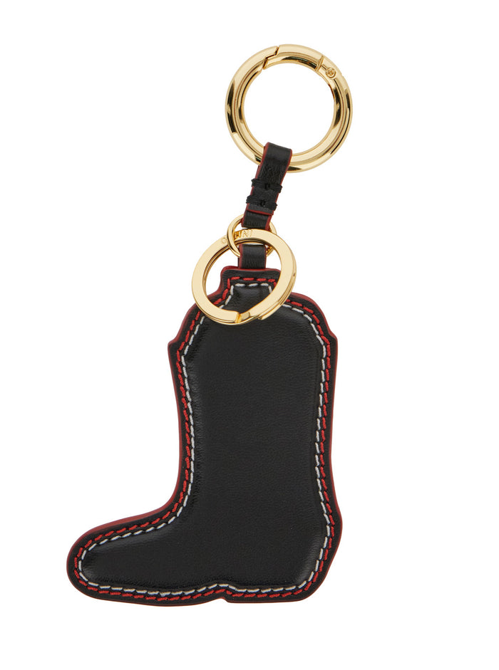 Western Boot Red Keyring With Logo Embroidery On The Front Leather Woman Products