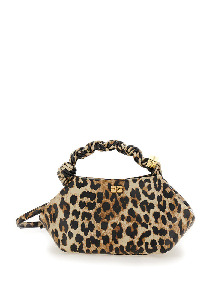 Bou Multicolor Small Crossbody Bag With Logo Plaque On The Front And All-Over Leopard Motif Leather Woman