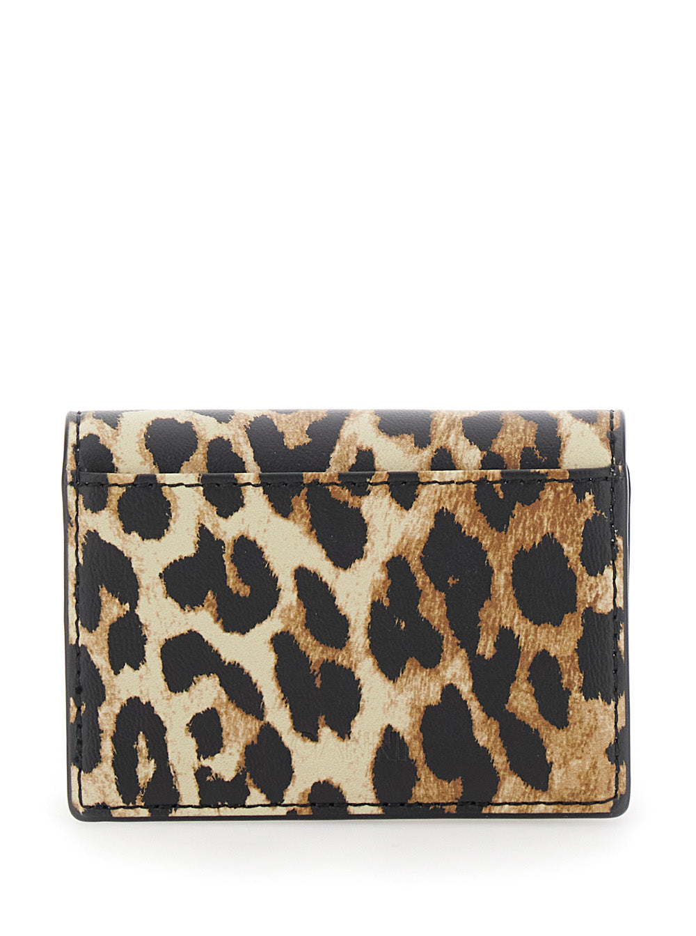 Brown Card Holder With Butterfly Logo And All-Over Leopard Motif Leather Blend Woman Recycled Pu Polyester Products
