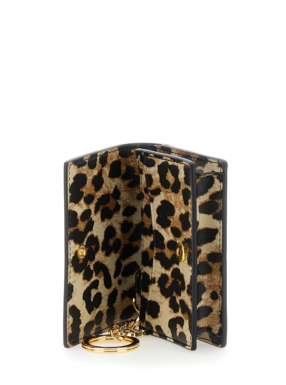 Brown Card Holder With Butterfly Logo And All-Over Leopard Motif Leather Blend Woman Recycled Pu Polyester Products