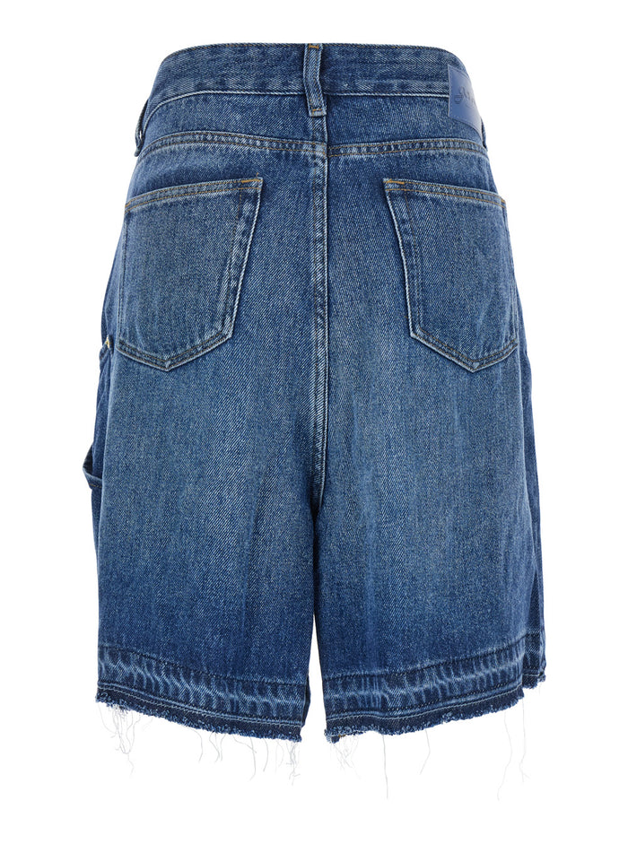 Blue Shorts With Belt Loops And One Front Patch Pocket Denim Woman Blu Lyocell Bermuda