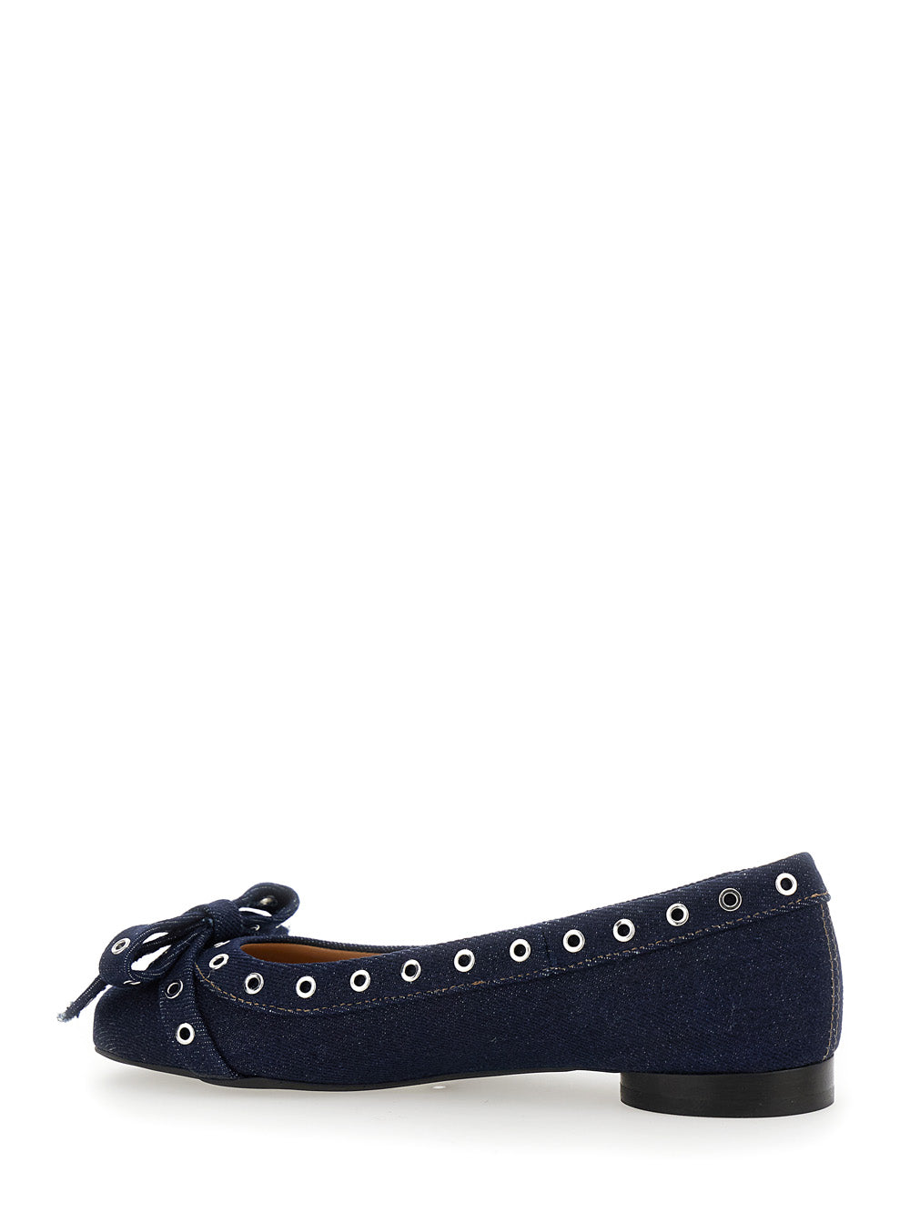 Blue Ballet Flats With Eyelet Details Cotton Woman Blu Recycled Ballerinas