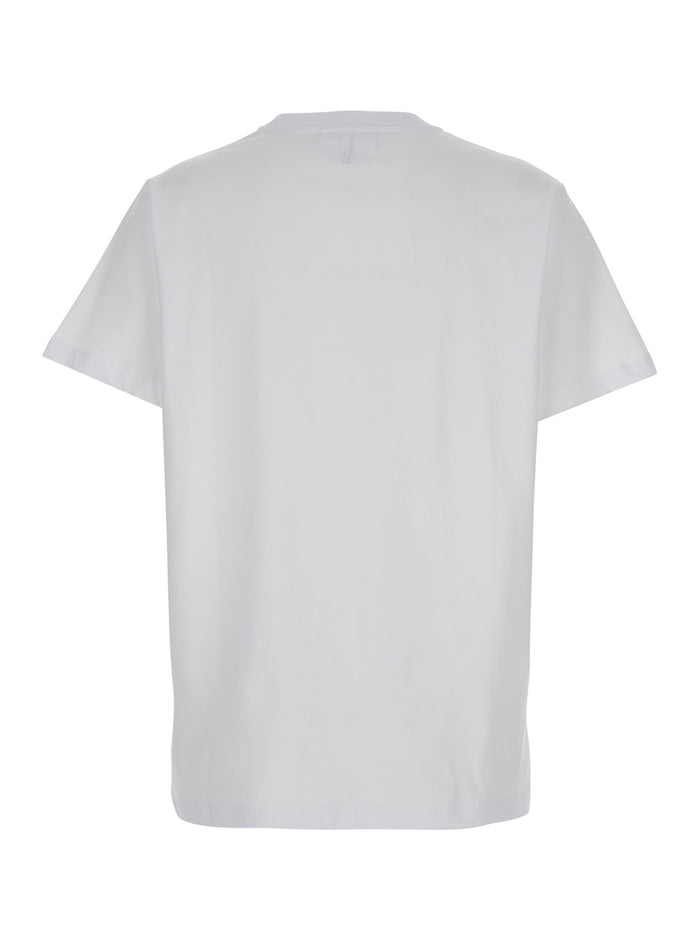 Bunnies White Crewneck T-Shirt With Maxi Print On The Front Cotton Woman Organic Tshirts And Polo Shirts