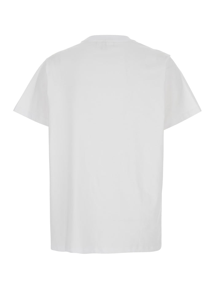 White T-Shirt With Cherry Print And Logo Lettering On The Front Cotton Woman Organic Tshirts Polo Shirts