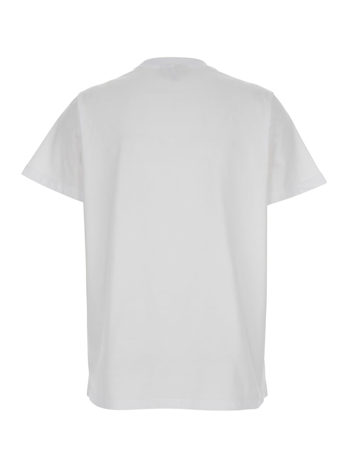 White Crewneck T-Shirt With Logo Print On The Front Cotton Woman Organic Tshirts And Polo Shirts