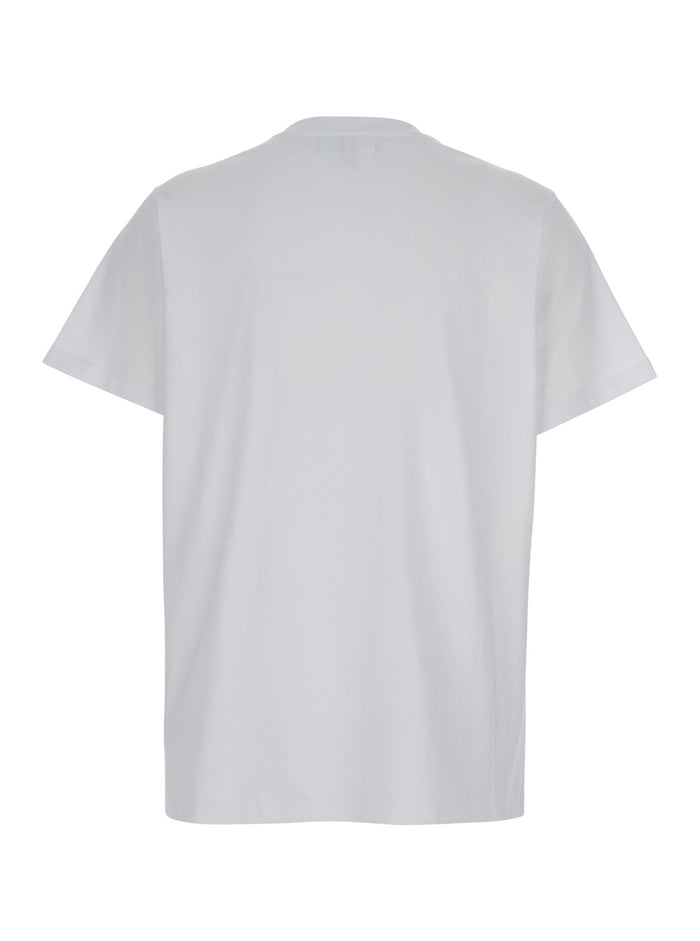 White T-Shirt With Print And Logo Lettering On The Front Cotton Woman Organic Tshirts Polo Shirts