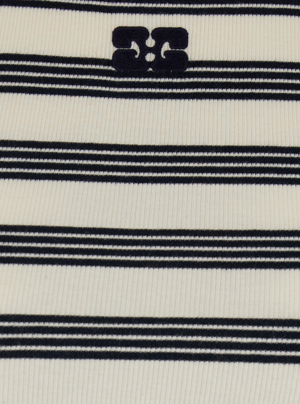 White And Black Top With Embroidered Logo On The Front All-Over Striped Motif Cotton Woman White/black Organic Elastane Tops