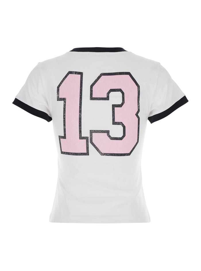 White T-Shirt With Lettering Logo And Front Back Print Cotton Woman Organic Tshirts Polo Shirts