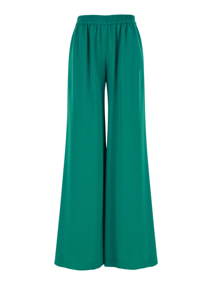 Antonia Water Green Pants With Elastic Waist Technical Fabric Woman Triacetate Polyester Trousers