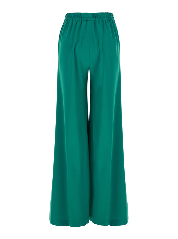 Antonia Water Green Pants With Elastic Waist Technical Fabric Woman Triacetate Polyester Trousers